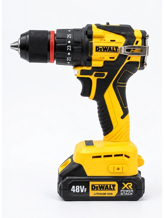 Dewalt 48V akkumulyatorli drel-shurupovyort, 24 ta predmet, cho‘tkasiz, keys bilan