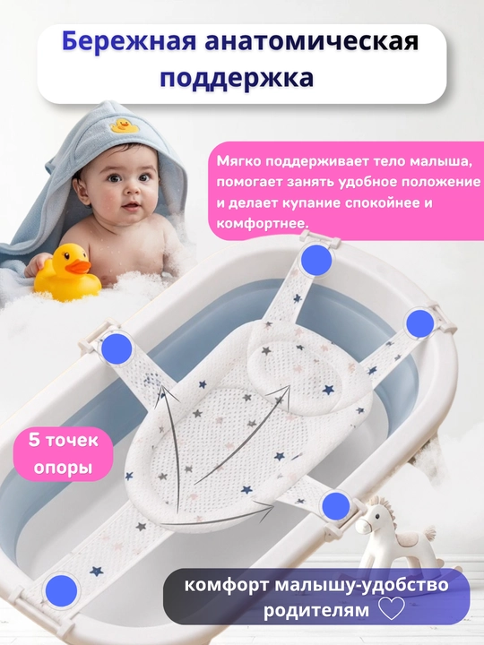Гамак для купания новорожденных 0+ для детской ванночки, сетчатый, универсальный