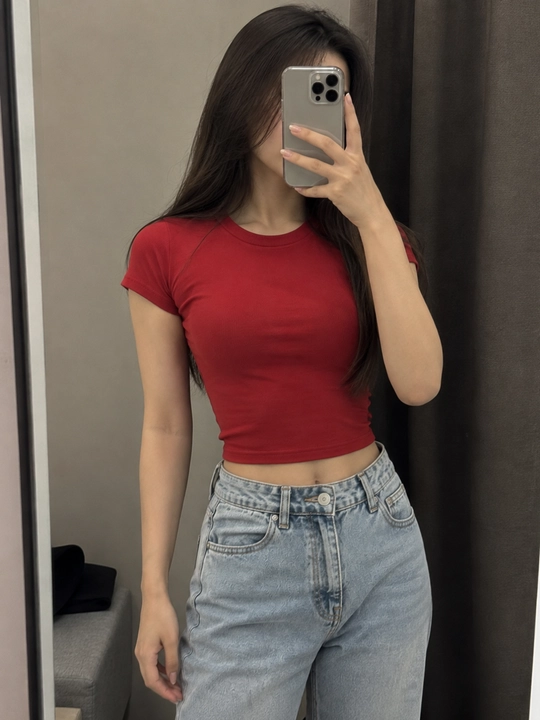 Женский укороченный топ, базовый подойдет для школы,  размер S–M, L–XL