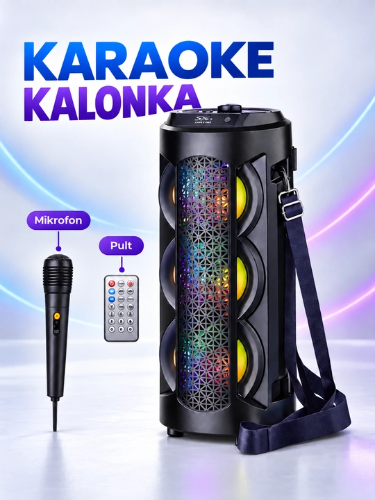 Bluetooth караоке-колонка с микрофоном, RGB-подсветкой, 40 см