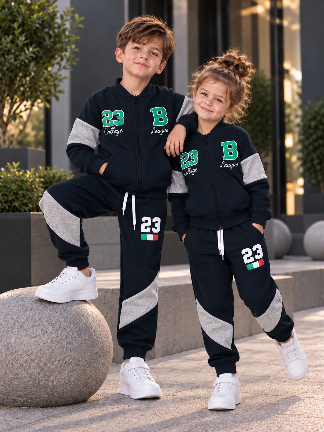 Детский спортивный комплект унисекс (толстовка и брюки), 3-7 лет