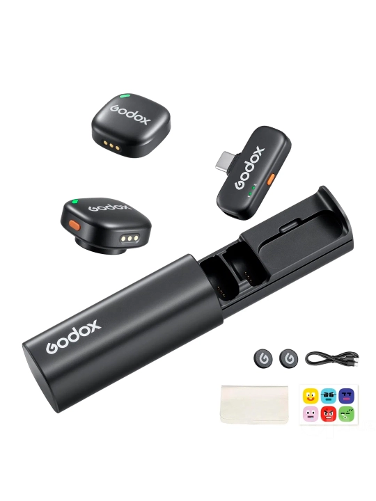 Godox C01 Kit 2 — 2TX + 1RX USB-C simsiz mikrofon tizimi - 