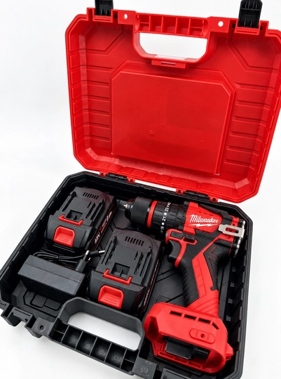 Milwaukee 48V akkumulyatorli drel-shurupovyort, 24 ta predmet, cho‘tkasiz, keys bilan