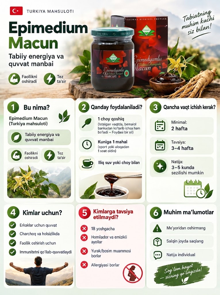 Epimedium Soft Macun — erkaklar potensiyasi, libido, jinsiy istak, quvvat va chidamlilik