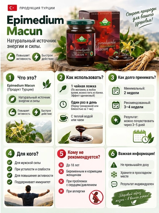 Epimedium Soft Macun — erkaklar potensiyasi, libido, jinsiy istak, quvvat va chidamlilik