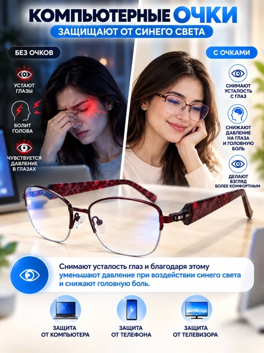 Компьютерные очки, 100% защита от ультрафиолетового излучения