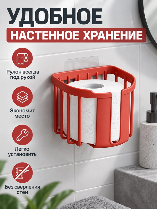 Держатель туалетной бумаги с липучкой, настенный, желтый, 1 шт