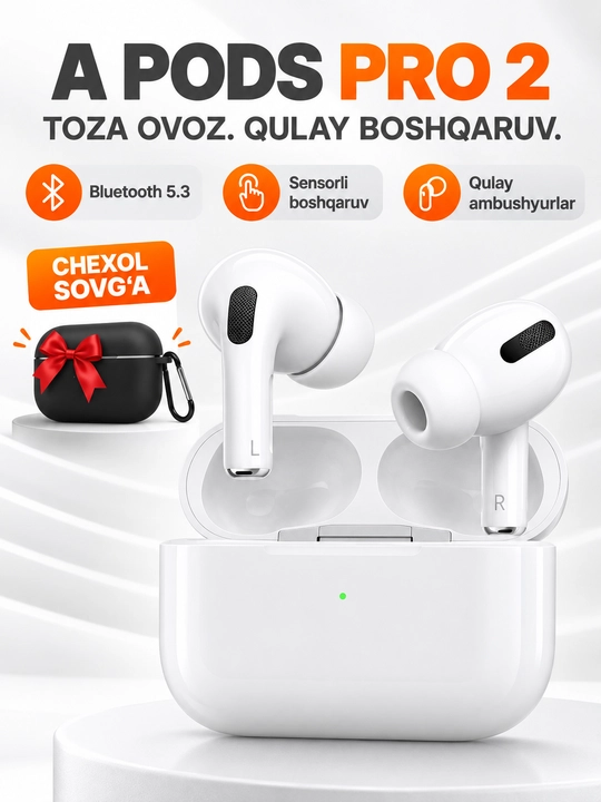 Беспроводные Bluetooth-наушники A Pods Pro 2, сенсорные, чехол в подарок - 