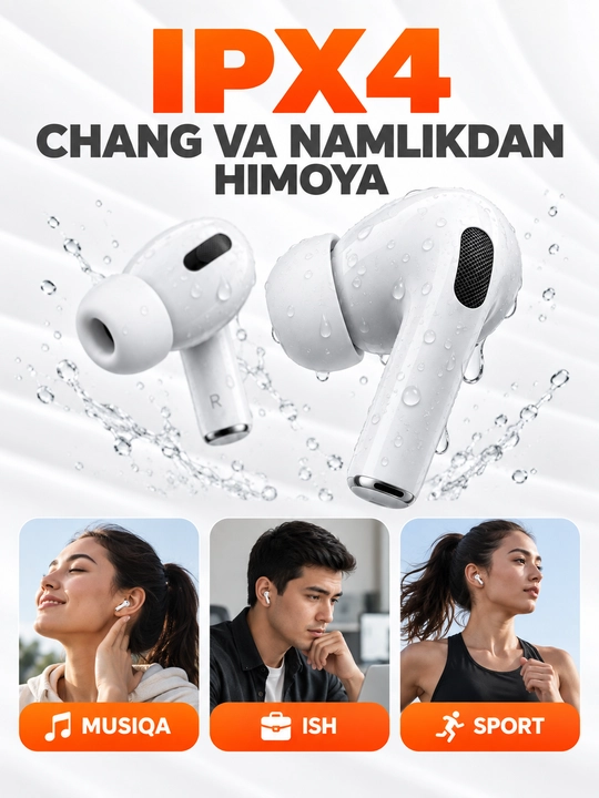 Simsiz Bluetooth quloqchin A Pods Pro 2, sensorli naushnik, chexol sovg‘a