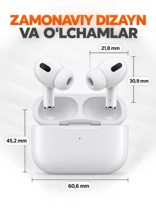 Simsiz Bluetooth quloqchin A Pods Pro 2, sensorli naushnik, chexol sovg‘a