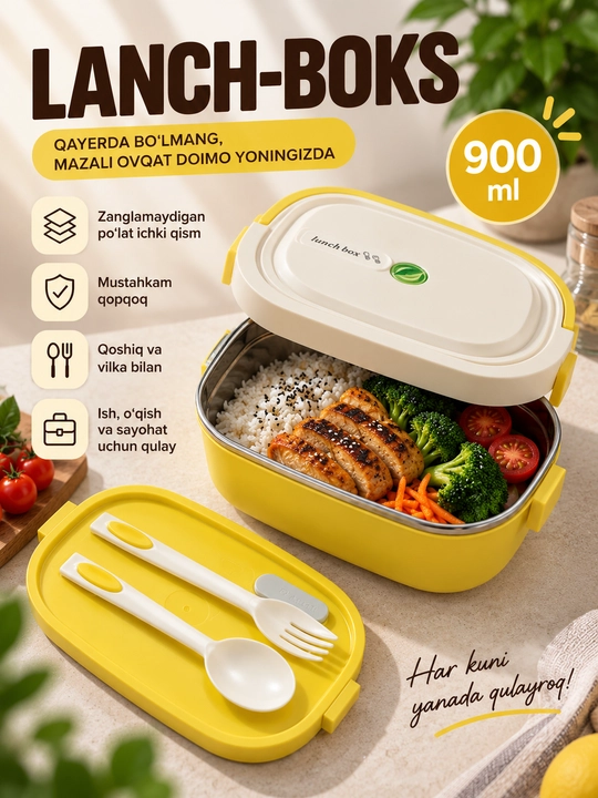 Lunch Box 900 мл — Удобный контейнер для еды - 