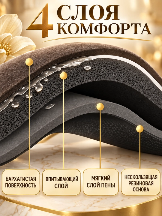 Коврик для ванной и кухни "Бабочки", 3D, впитывающий, противоскользящий
