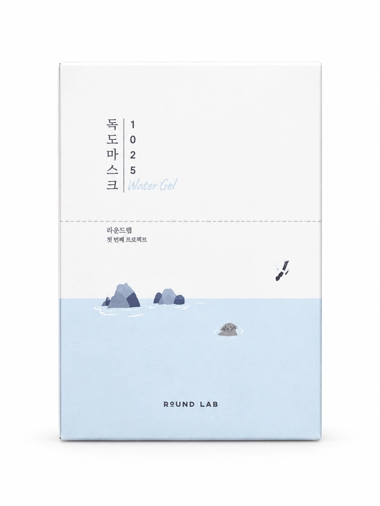 ROUND LAB 1025 Dokdo Water Gel Mask Sheet yuz uchun mato niqobi, 30 ml × 18 dona