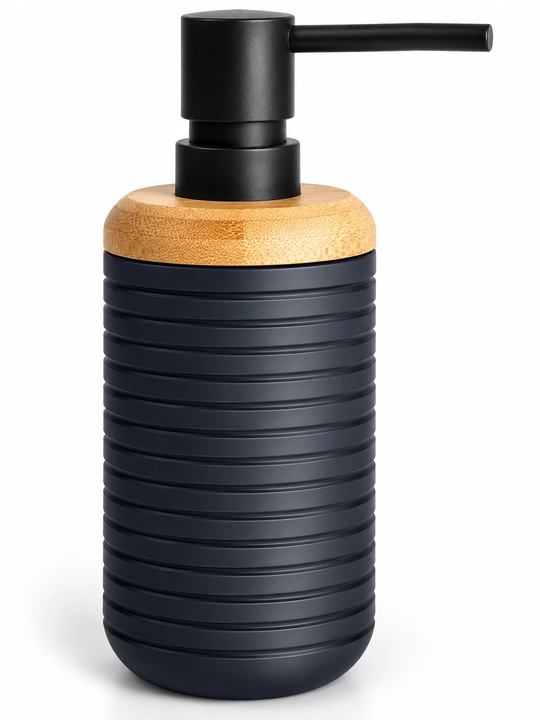 Дозатор для жидкого мыла, шампуня и геля для душа с бамбуковой крышкой - 
