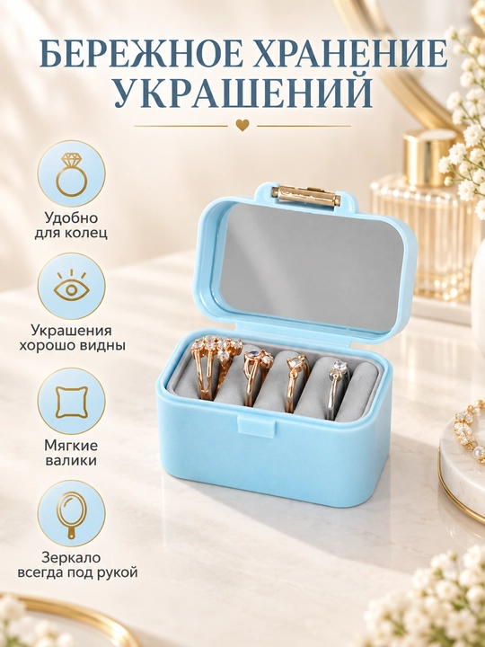 Шкатулка для украшений и колец, органайзер для серёг и браслетов - 
