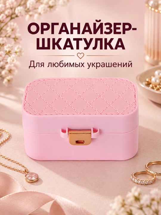 Органайзер-шкатулка для украшений: колец, серёг, браслетов и ожерелий - 