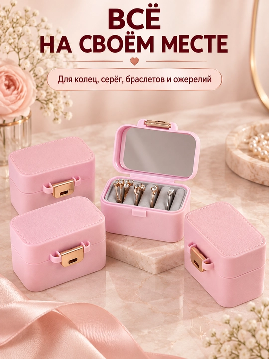 Органайзер-шкатулка для украшений: колец, серёг, браслетов и ожерелий
