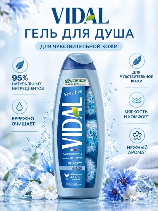 ГЕЛЬ ДЛЯ ДУША VIDAL SENSUAL 500 МЛ - 