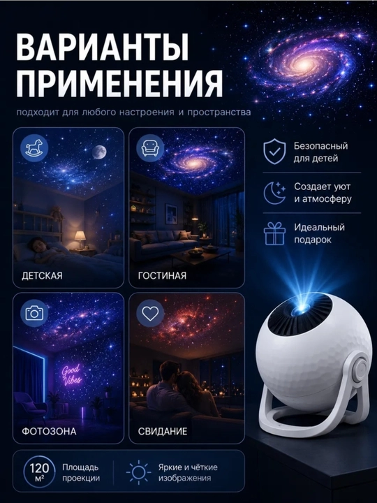 Ночник-проектор — современное устройство, превращающее комнату в космический пейзаж