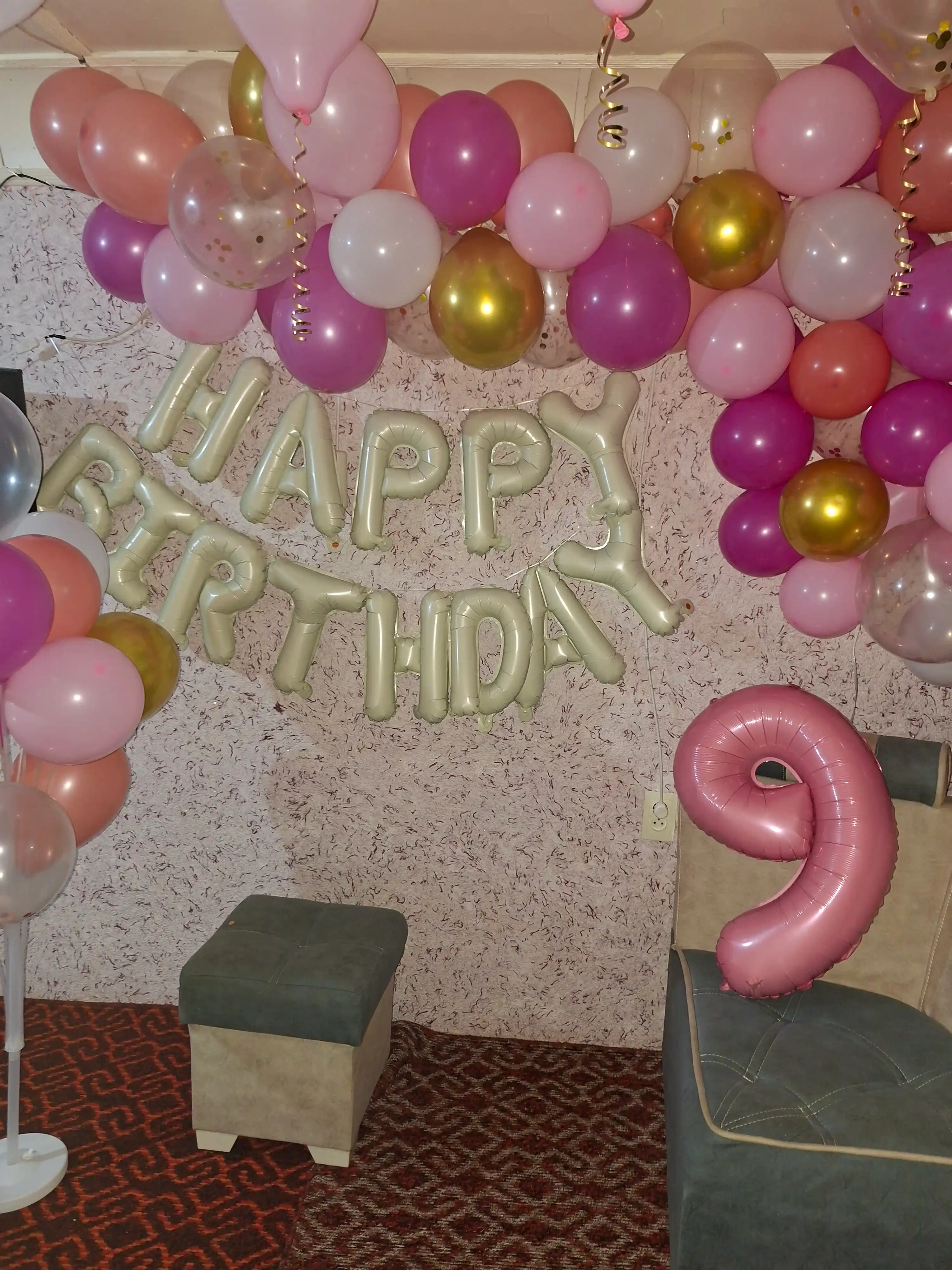 Большой набор воздушных шаров Happy Birthday для фотозоны и дня рождения