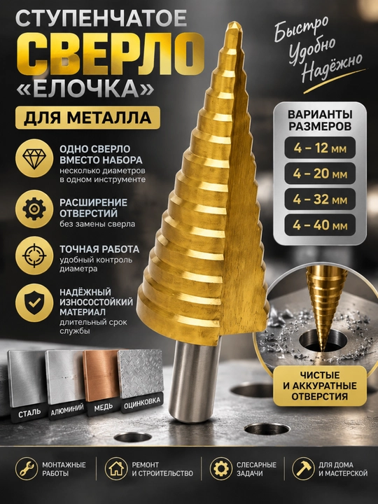 Pog‘onali archa parmasi, metall bo‘yicha 4-12 / 4-20 / 4-32 / 4-40 - 