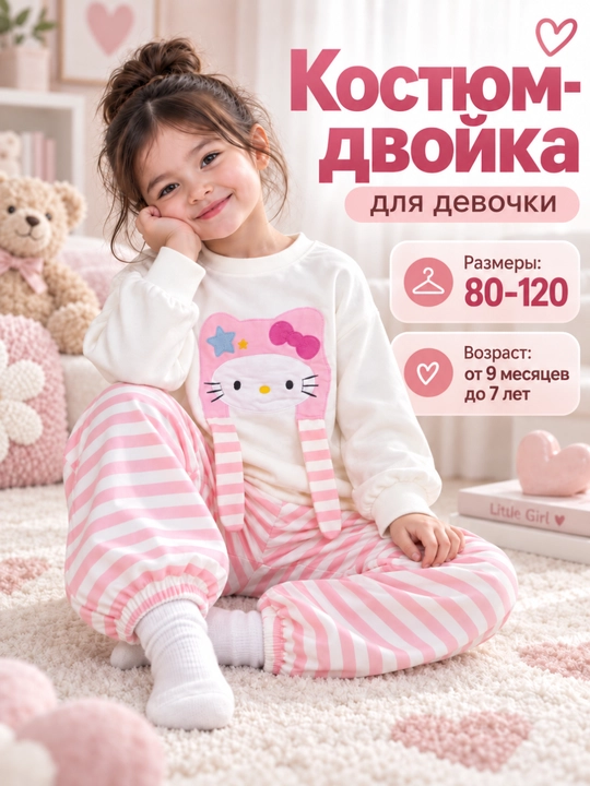 Qizlar kiyimi, kuzgi dvoyka, issiq kiyim, sport kiyimi, kundalik kiyim, 9 oy–7 yosh - 