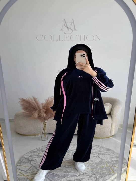 Ayollar uchun zamonaviy sport kostyum 3 talik, oversize troyka, 44–50