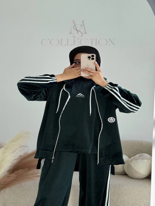 Ayollar uchun zamonaviy sport kostyum 3 talik, oversize troyka, 44–50