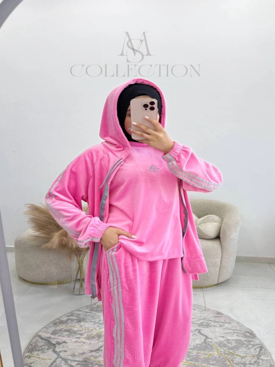Ayollar uchun zamonaviy sport kostyum 3 talik, oversize troyka, 44–50