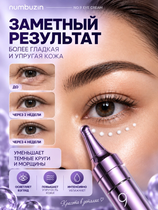 Крем вокруг глаз Numbuzin No.9 NAD+ с ретинолом и пептидами, лифтинг, упругость кожи 10 мл