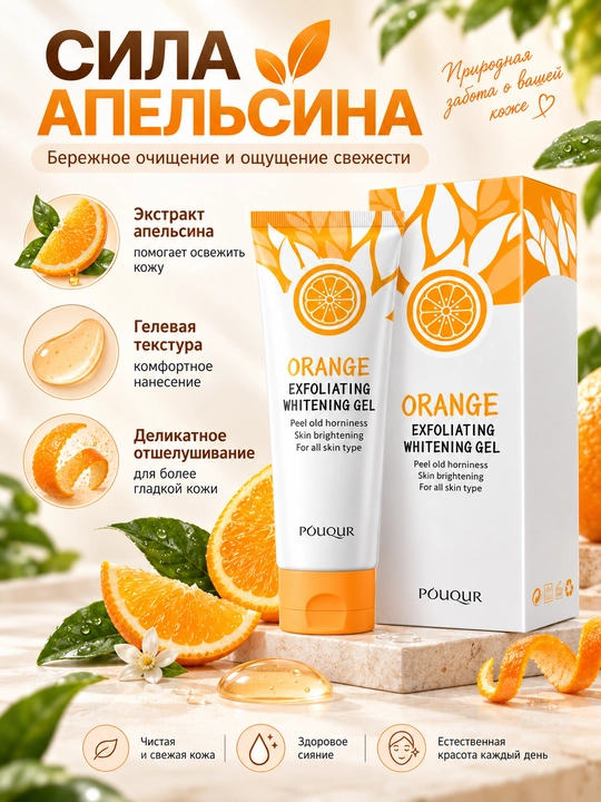 Yuz uchun apelsinli fermentativ piling-gel Hoygi, eksfoliatsiylovchi skrab, 50 g