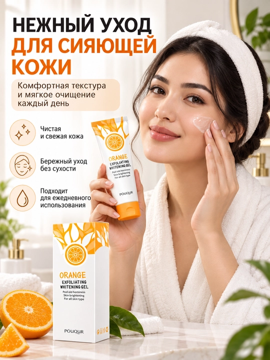 Yuz uchun apelsinli fermentativ piling-gel Hoygi, eksfoliatsiylovchi skrab, 50 g