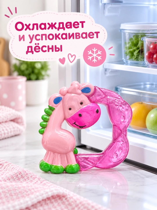 Прорезыватели для малышей, водные, в форме жирафа, охлаждающие