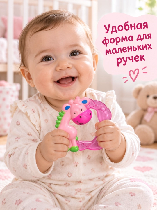 Прорезыватели для малышей, водные, в форме жирафа, охлаждающие