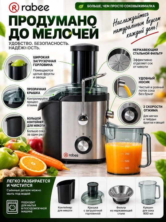 Sharbat chiqargich, markazli RABEE RG-101, 800 Vt