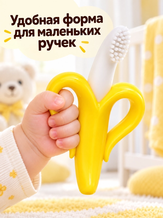 Прорезыватель для малышей силиконовый в форме банана