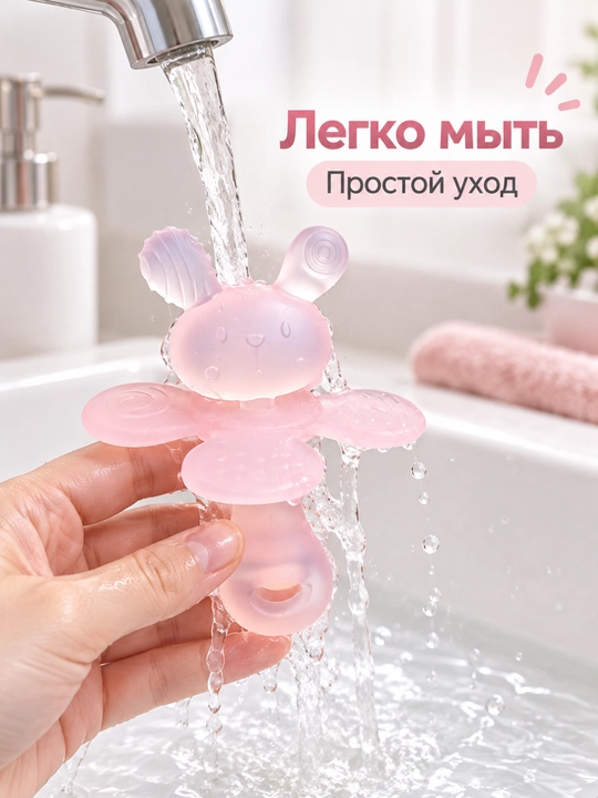 Прорезыватели для малышей, силиконовые, с зубной щёткой и футляром