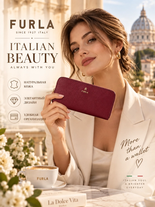 Furla Camellia ayollar charm hamyoni