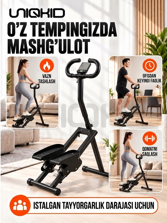 Tutqichli buklanadigan stepper-klimber
