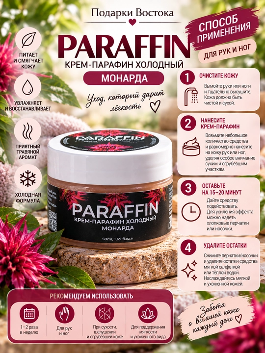 Qo‘l va oyoqlar uchun sovuq krem-parafin PARAFFIN «Monarda», 50 ml