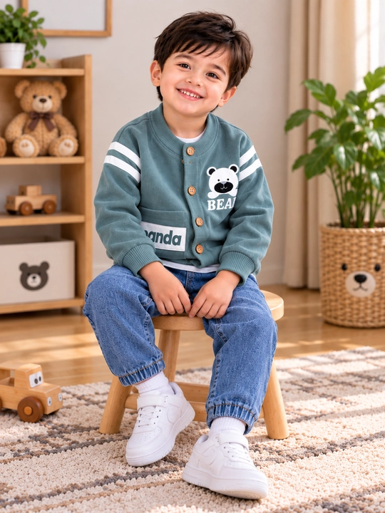 Bolalar bomber kurtkasi BEAR panda, yumshoq issiq kardigan, o‘g‘il bolalar uchun - 