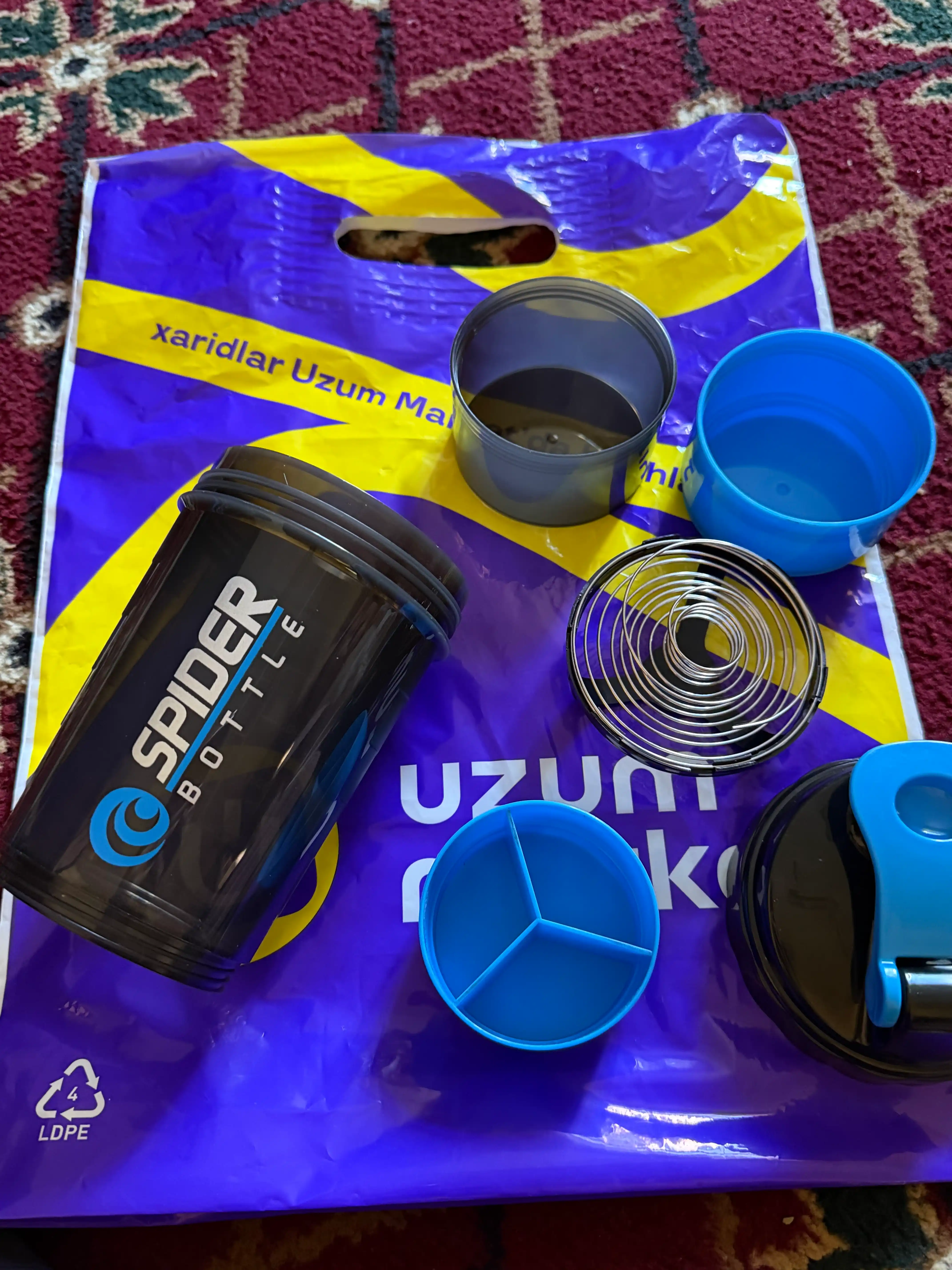 Sheyker, shaker suv shisha, sport idish, geyner, oqsil, protein, 600 ml, uniseks