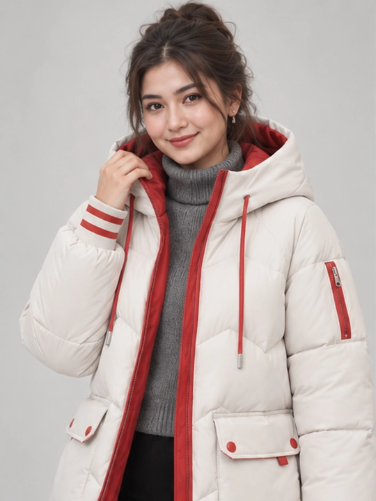 Ayollar qishki kurtka, issiq, oversize, kapyushonli, uzaytirilgan