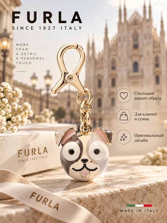 Ayollar uchun Furla Hashtag 3D Dog WK00529 sumka bezagi va kalit brelogi - 