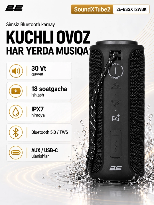2E simsiz portativ karnay SoundXTube2 TWS, MP3, 30Vt, Bluetooth - 