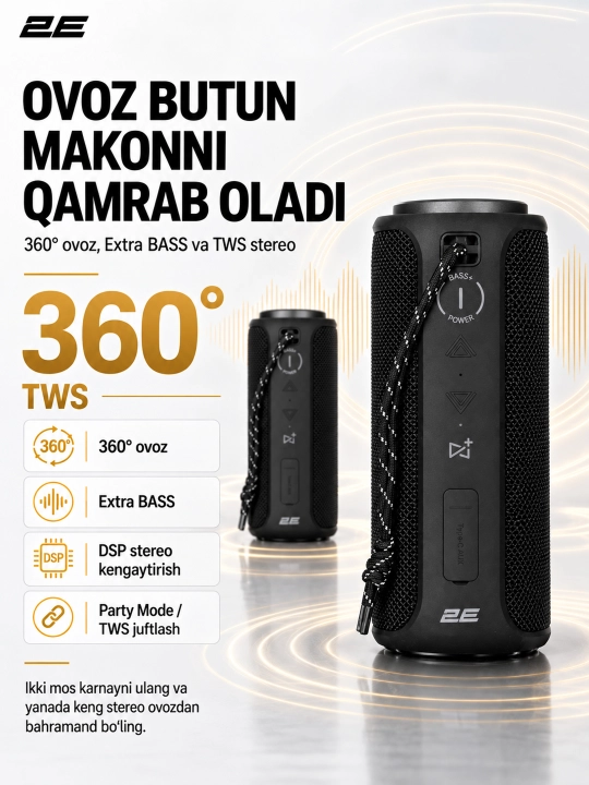 2E simsiz portativ karnay SoundXTube2 TWS, MP3, 30Vt, Bluetooth