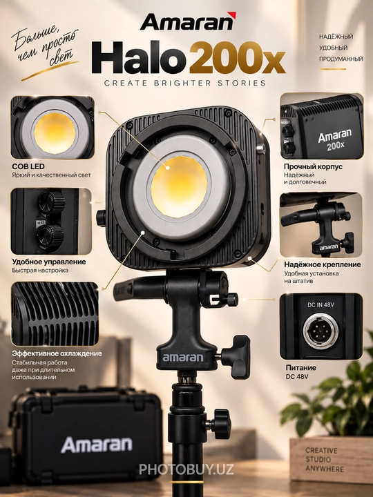 Amaran Halo 200x — профессиональный LED осветитель киноуровня 200W для YouTube