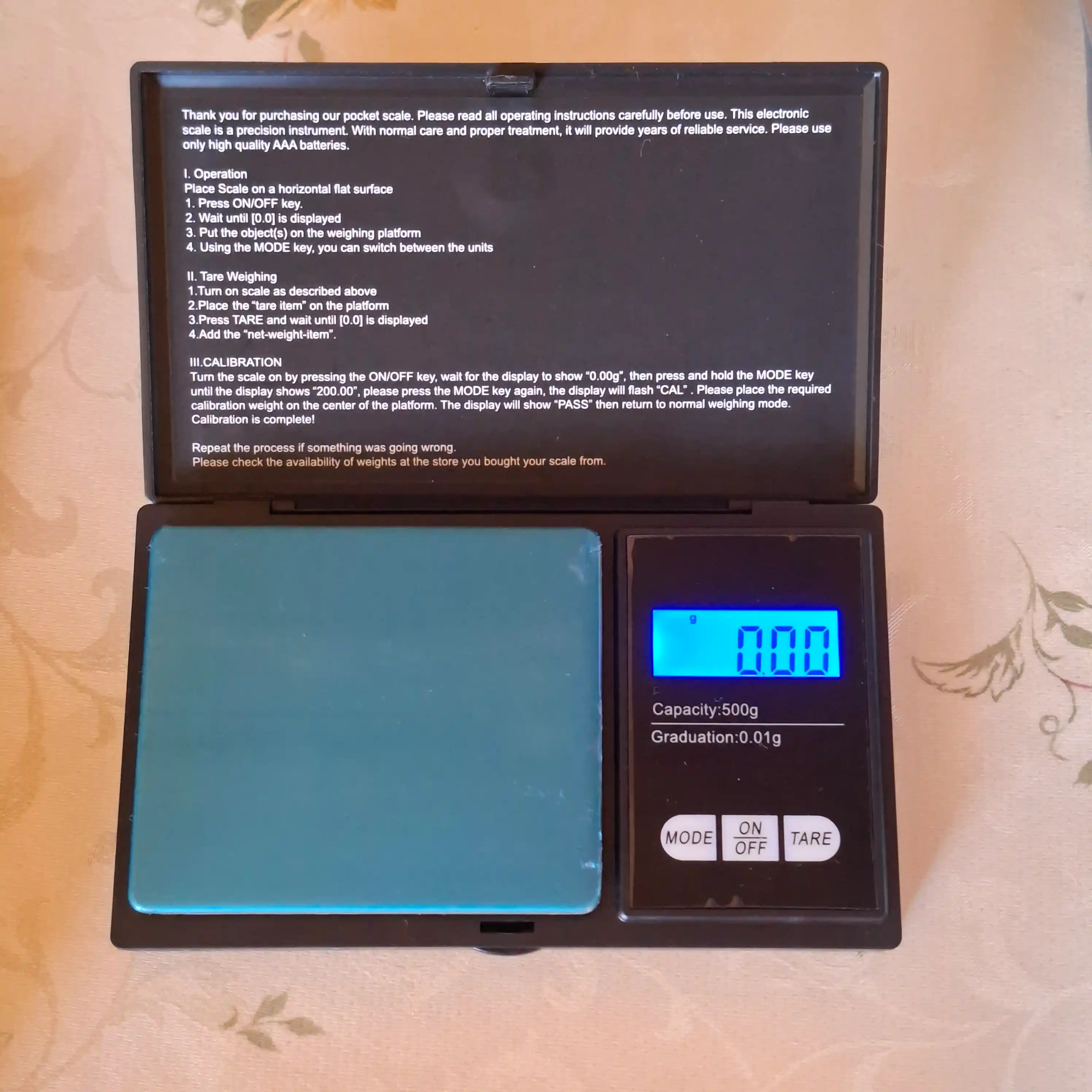 Tarozi, tarozi elektron pol tarozi, aniqligi 0,01 g gacha, yuklamasi 3000 g gacha