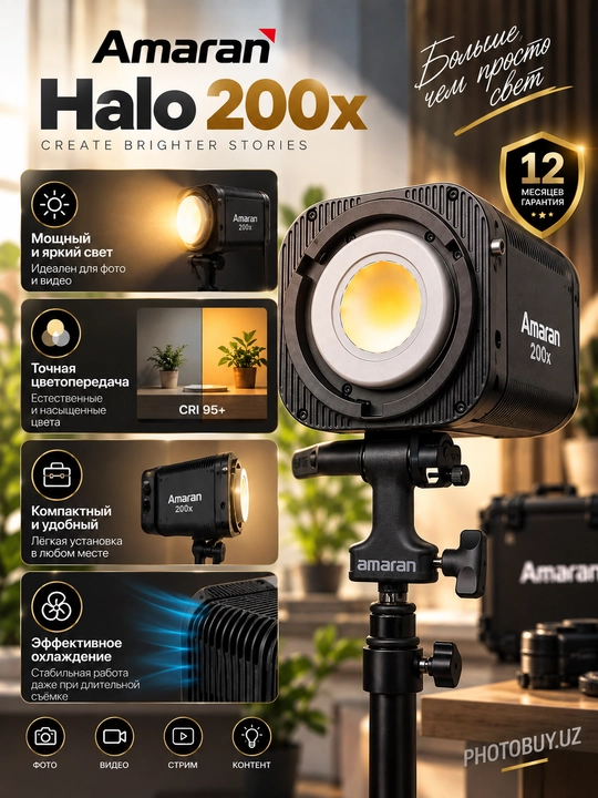 Amaran Halo 200x — профессиональный LED осветитель киноуровня 200W для YouTube