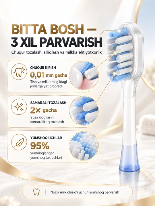 TROUVER Fresh Pro elektr tish cho‘tkasi, tovushli